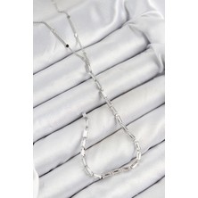 Pirinç Zirkon Taşlı Model Gümüş Renk Y Kolye - EBJ250816W37241