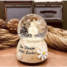 Kemancı Kız Temalı Işıklı Müzikli Cam Kar Küresi, Orta Boy, Bej