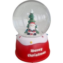 Işıklı Noel Baba ve Kar Küresi, Yılbaşı Dekoru, Orta Boy, Kırmızı