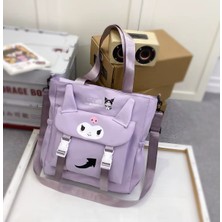 Kuromi Figürlü Mor Kanvas Omuz Okul Çantası