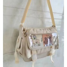 Kawaii Figürlü Omuz Askılı Çapraz Çanta Krem
