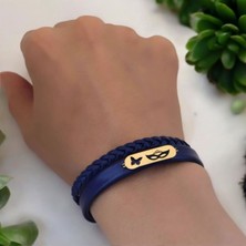 Archin Bal Maske Temalı 14 Ayar Altın Plakalı Lacivert Derili Kelebek Motifli Hediye