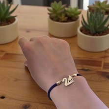 Archin Aile Temalı Lacivert Örgülü Kuğu Kuşu Figürlü 14 Ayar Altın Plakalı Hediye