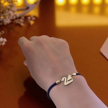 Archin Bal Maske Temalı 14 Ayar Altın Plakalı Lacivert Örgülü Kuğu Kuşu Figürlü Hediye