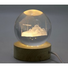 3D Istanbul Temalı Kristal Cam Küre LED Lamba Model 1