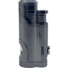 Zorro Çift Torch Pürmüz Puro Çakmağı - Gunmetal