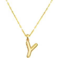 Balon Formlu Y Harfi Kolye 14 Ayar Altın
