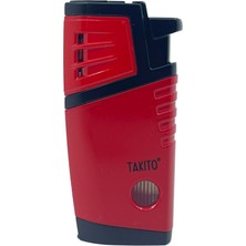 Takito Çift Torch Pürmüz Puro Çakmağı - Siyah/kırmızı