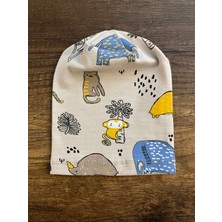 Yenidoğan Kız Erkek Bebek Hayvan Desenli Hayvanat Bahçesi Bandana Şapka Başlık Fiyonklu Bere
