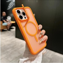 iPhone 13/ iPhone 14 Uyumlu Kameradan Standlı Kamera Kısmı Cam Korumalı Arkası Mat Renkli Kılıf