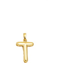 Balon Tasarımlı T Harfi Kolye Ucu 14 Ayar