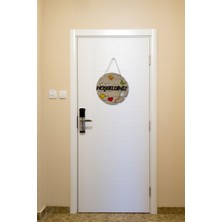 Kapınızda Sıcak Bir Karşılama – Hoşgeldiniz Yazılı Lazer Kesim Mdf Kapı Süsü - Akçaağaç