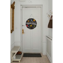 Kapınızda Sıcak Bir Karşılama – Hoşgeldiniz Yazılı Lazer Kesim Mdf Kapı Süsü - Rebap