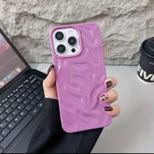 iPhone 16 Pro Max Uyumlu 3D Dalgalı Desenli Parlak Slikon Kılıf