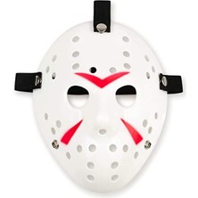 Beyaz ve Kırmızı Çizgili Tam Yüz Maskesi, Renkli ve Şık Tasarım