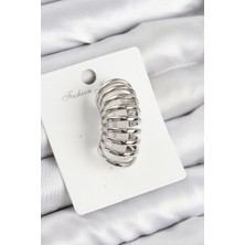 Çarşı Point Pirinç Yay Model Gümüş Renk Sağ Kıkırdak Küpe