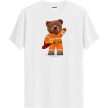 Itfaiyeci Ayı Baskılı Regular Uniseks Tişört %100 Pamuk Premium Kumaş