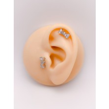 Cerrrahi Çelik Piercing ( Pirsing ) Zirkon Papyon Figürlü Tragus Helix Piercing (1ADET)