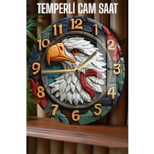 Kartal Gibi Göz Açtırmayan Tasarım! 3D Görünümlü Temperli Cam Saat – 33 cm CSDW013