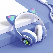 Polin LED Işıklı Kulak Üstü Kablosuz Bluetooth Kedi Kulaklık