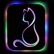 Lucenda LED Işıklı Kişiselleştirilebilir Kedi Temalı Tablo Gayne Dekoratif Gece Lambası