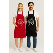 Hulganz Kumaş Mutfak Önlüğü Seti 2'li Leke Tutmaz Su Itici %65 Pamuk %35 Polyester Sun & Moon Ay-Güneş Önlük