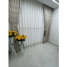 Nivemeshome Beyaz Yağmur Tül Perde 1/3 Sık Pile