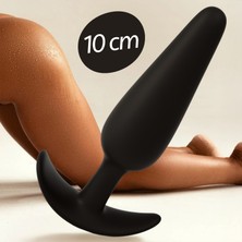 Femstar Yüksek Kalite Silikon 10 cm Anal Plug Silikon Orta Boy Tutamaçlı Medikal Silikon Yumuşak Alıştırıcı Siyah Tıkaç Butt Plug