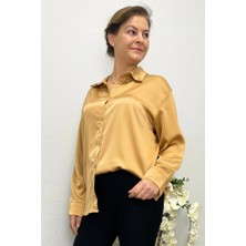 Kadın Camel Saten Gömlek