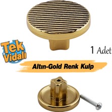 Tek Vidalı Çizgili Lüks Mat Altın Düğme Metal Kulp Çekmece Mobilya Mutfak Dolabı Dolap Kulbu Kulplar