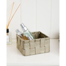 Koyu Bej Shine Sepet 14X14X7,5 Cm, Şık ve Kullanışlı Ev Dekorasyonu Ürünü