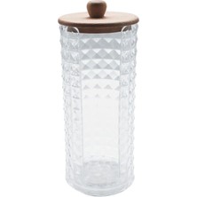 Şeffaf Ahşap Kapaklı Pamukluk, Organizer ve Beyaz Renkli Dekoratif Saklama Alanı