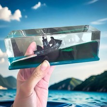 Kişiye Özel Dalgalı Deniz ve Korsan Gemi Dekoratif Biblo – Masaüstü Süs Eşyası