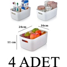 4'lü 3.5 L Dolap ve Banyo Organizer Sepetleri, Beyaz, Çok Amaçlı Düzenleyici