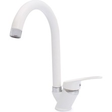 Beyaz Mix Mutfak Lavabo Bataryası Aç Kapa Musluk Sıcak Soğuk Girişli 3 Yıl Garanti