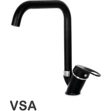 Mat Siyah Köşe Borulu Mix Mutfak Lavabo Bataryası