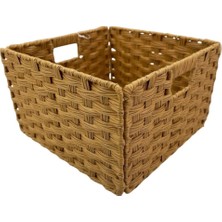 Hasır  Plastik Örme Katlanır Sepet  34X34X20 Cm.