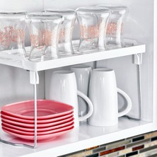 Pembe Metal Raf, Mutfak ve Banyo Dolap Içi Düzenleyici, 14X30X15 cm