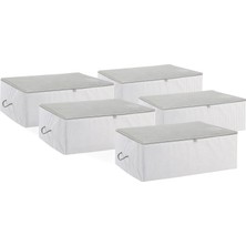 Home Textile 5'li Orta Boy Gri Çizgili Stuff & Things Hurç Set 52 x 28 x 21 cm