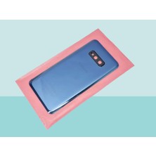 Tkgz - Samsung Galaxy S10 E Arka Kapak Batarya Kapağı (Cam Full Lensli) - Mavi