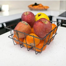 21X21CM Çok Amaçlı Siyah Tel Sepet, Mutfak ve Dolap Düzenleyici