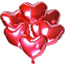5 Adet 18 Inç 45 cm Kalp Folyo Balon Kırmızı