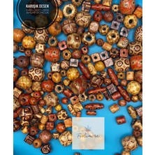 FioliMore Ahşap Boncuk Farklı Desen ve Renklerde 50 Gram 70-80 Adet Karışık Tahta Aksesuar