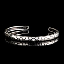 925 Ayar Gümüş Desen Motifli Erkek Kelepçe Bileklik