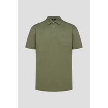 Sabri Özel Yeşil %100 Pamuk Regular Fit Cepli Polo Yaka T-shirt