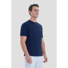 Sabri Özel Lacivert Regular Fit Bisiklet Yaka Tişört