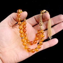 925 Ayar Gümüş Set Zirkon Taşlı Bal Renk Ateş Kehribar Tesbih