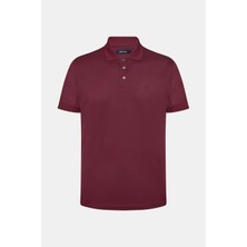 Sabri Özel Bordo %100 Yün Regular Fit Jakar Desenli Polo Yaka T-shirt