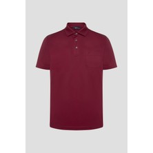Sabri Özel Kırmızı %100 Pamuk Regular Fit Cepli Polo Yaka T-shirt