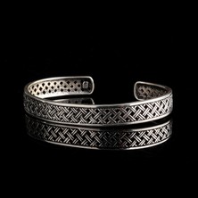 925 Ayar Gümüş Desen Motifli Erkek Kelepçe Bileklik